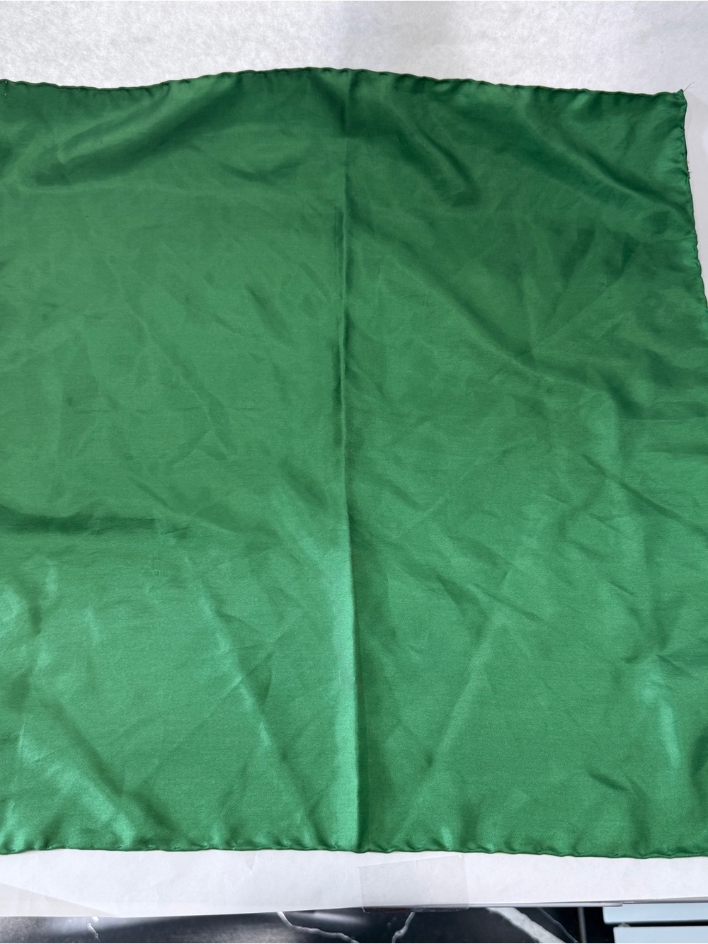 Vintage Silk Solid Green Satin Finish Square Scarf